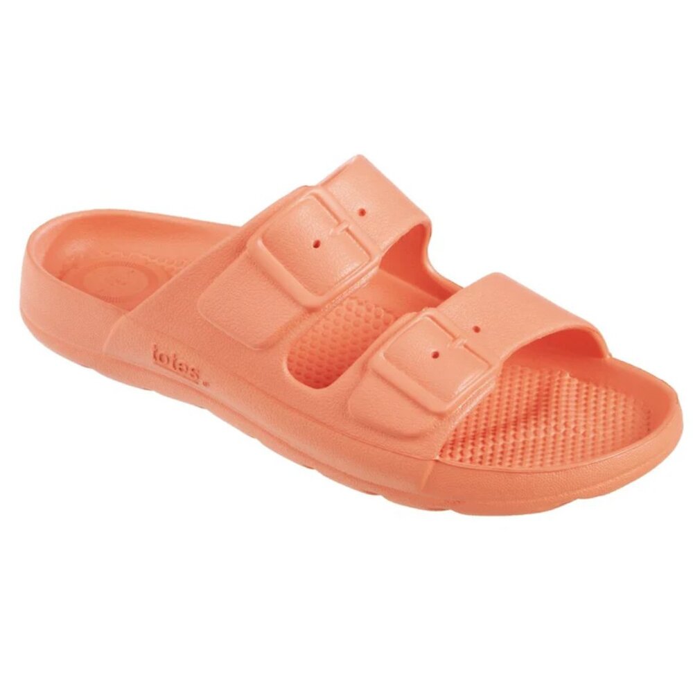 Totes Womens Molded Buckle Slide Sandals Shoes Coral 9